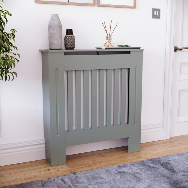 Vida Designs Chelsea Radiator Cover Painted MDF Slatted Cabinet, Grey, 78cm
