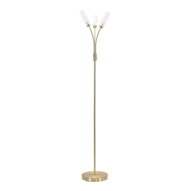 ValueLights Maya Brushed Gold 3 Way Curved Arm Upright Floor Lamp Gold