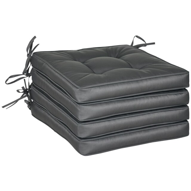 Outsunny 42 x 42cm Replacement Garden Seat Cushion Pad with Ties, Grey Grey Grey 4