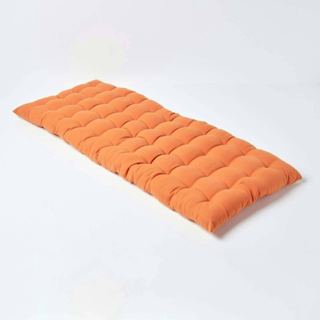 Homescapes Garden Bench Cushion Luxury 2 Seater Cotton Indoor Outdoor Seat Pad Orange 108 x 42 cm 1