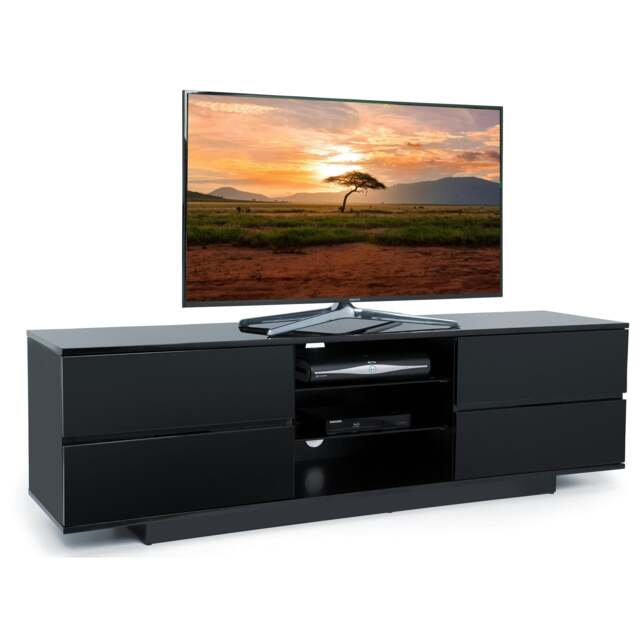 "Centurion Supports Avitus Gloss Black with 4-Black Drawers and 3-Shelf 32""-65"" LED/LCD/Plasma TV Stand Black 1"