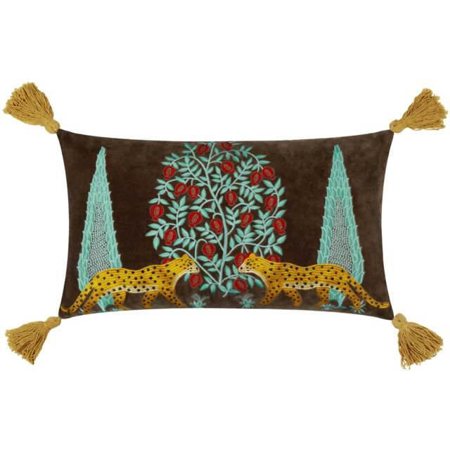 Wylder Aritra Embroidered Velvet Multicolour Filled Cushion 30 x 50 cm Multi