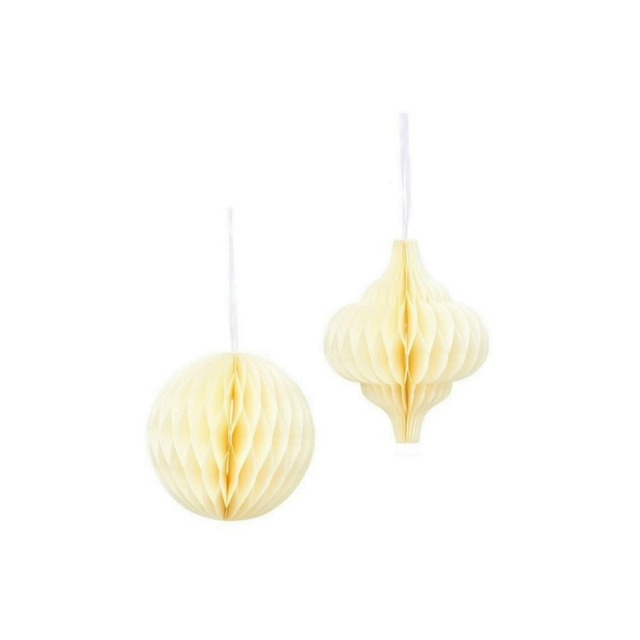 Sass & Belle Christmas Set of 2 Honeycomb Paper Decoration White