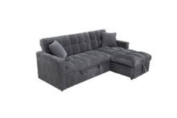 Modena Jumbo Cord 3 Seater Pull-Out Sofa Bed with Reversible Storage Chaise Grey Two Seater