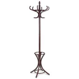 COSTWAY Wooden Coat Rack Hat Hanger Free Standing Stand Brown Brown One Size