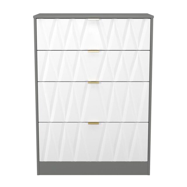 Washington 4 Drawer Deep Chest of Drawers in Dusk Grey (Ready Assembled) White Dusk Grey
