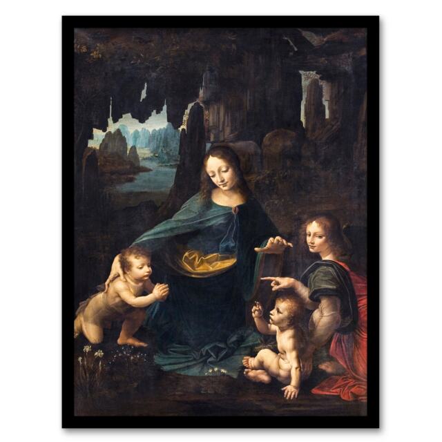 Leonardo da Vinci Framed Wall Art Print The Virgin of the Rocks Home Décor