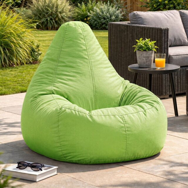 Icon Dalton High Back Adult Gaming Indoor Outdoor Bean Bag Chair, Lime