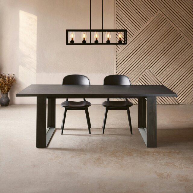 Interiors By Premier Dining Table in oak veneer,Modern Kitchen Table,Decorative Table,Luxe Lounge Table,Garden Table For Patio Black
