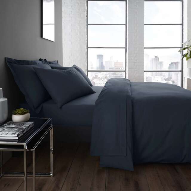 Serene Plain Dyed Fitted Bed Sheet Navy