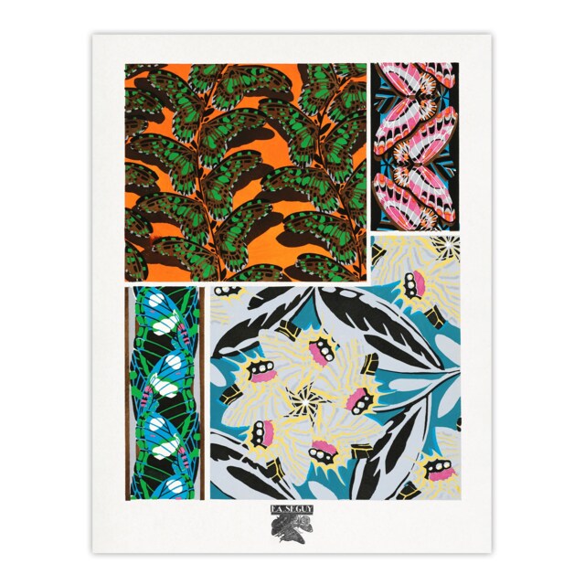 "Bright Vintage Butterfly Patterns Vintage Wall Art Print Seguy 18x24"""