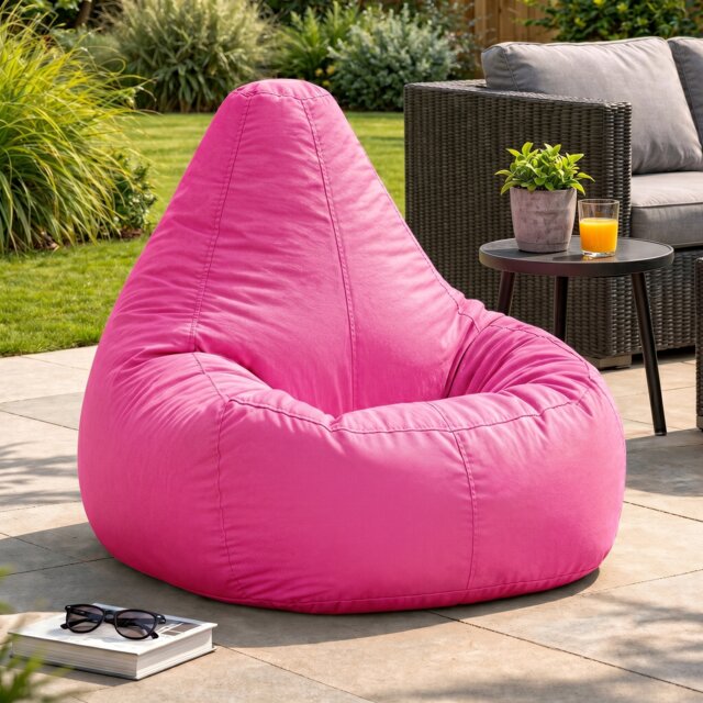 Icon Dalton High Back Adult Gaming Indoor Outdoor Bean Bag Chair, Pink