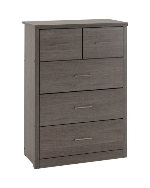 Lisbon 3+2 Drawer Chest - L40 x W80.5 x H114 cm - Black Wood Grain