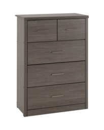 Lisbon 3+2 Drawer Chest - L40 x W80.5 x H114 cm - Black Wood Grain