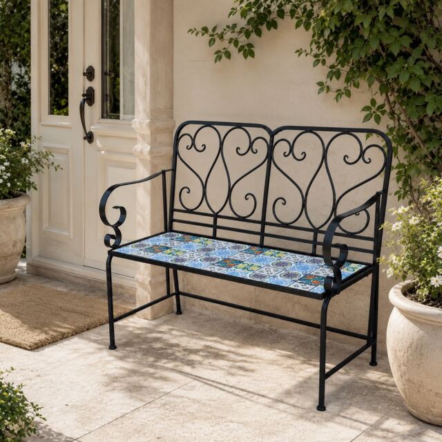 Marrakech Mosaic 2 Seater Garden Bench - Outdoor Patio Seat