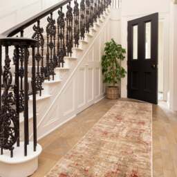 KUKOON Farah Plush Abstract Runner – Warm Beige & Orange Modern Hallway Mat 70cm x 240cm
