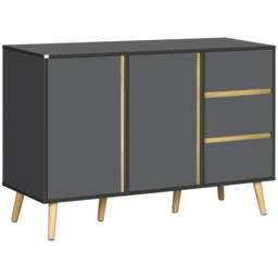 HOMCOM Sideboard Kitchen Cupboard w/ Adjustable Shelves, Double Doors Dark Grey