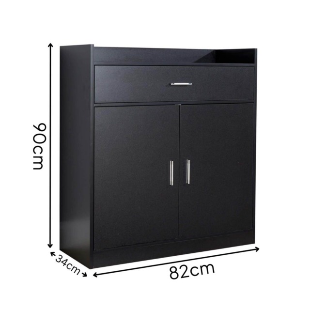 Shoe Storage Cabinet Cupboard 2 Door Hallway Organiser Compact Space Saver Black
