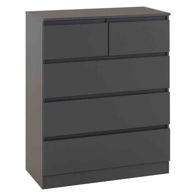 Malvern 3+2 Drawer Chest of Drawers - L40 x W99.5 x H80 cm - Grey