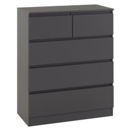 Malvern 3+2 Drawer Chest of Drawers - L40 x W99.5 x H80 cm - Grey
