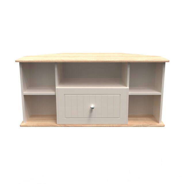 Cambridge Corner TV Stand in Kashmir Ash & Bardolino Oak (Ready Assembled) Cream Kashmir Ash & Bardolino Oak