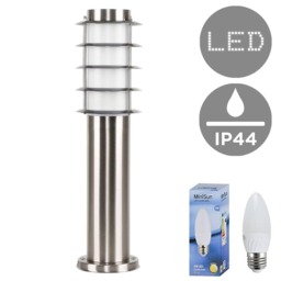 ValueLights Wharf Outdoor Bollard Lantern Light Post Warm White Bulb Chrome