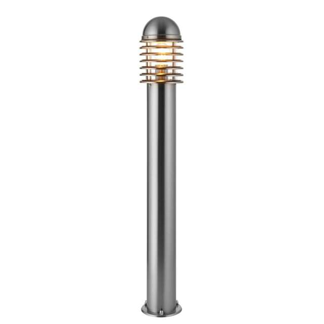 Louvre Outdoor Bollard Light Polished Stainless Steel, Clear Polycarbonate IP44, E27