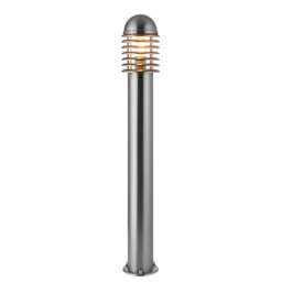 Louvre Outdoor Bollard Light Polished Stainless Steel, Clear Polycarbonate IP44, E27