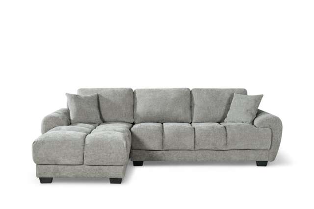 Grey Chenille Fabric 1C2 Corner Sofa JACK