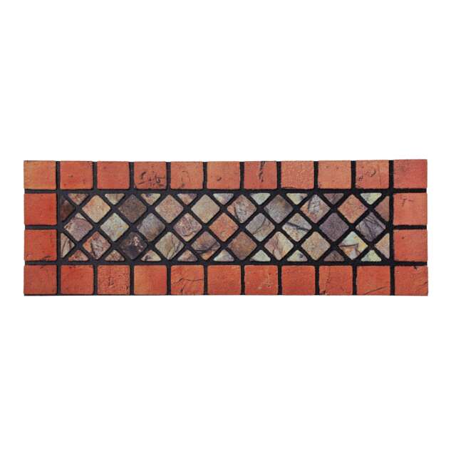 Nicoman Rubber Elegant Red Tile Narrow Doormat - 75x25cm Pack of 4 Red Set of 4