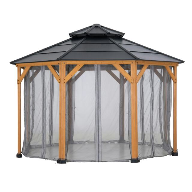 Sunjoy Accessory Netting for Outdoor Cedar Wood Gazebo -3.9M x 3.9M, Suitable for A102007903（Gazebo Not Included）
