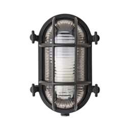 ValueLights Bow Black Outdoor Wall Bulkhead Light and Warm White Bulb