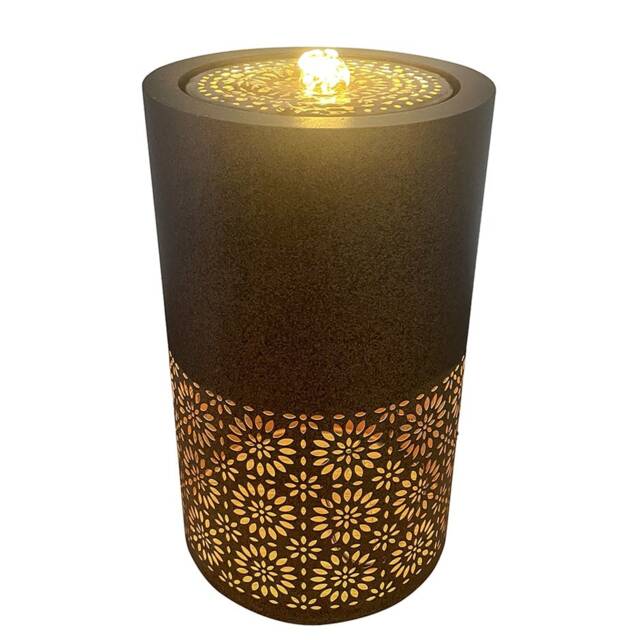 Cautley Filgree Floral Cut Out Design Water Feature with LED Lights 50cm