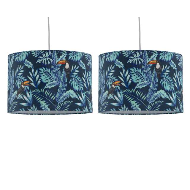 Set of 2 Toucan - Velvet Toucan 30cm Pendant or Table Lamp Shades Multi Toucan velvet digital print 2