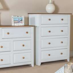 Capri 4 Drawer White Chest of Drawers - White Painted Pine Bedroom Storage with Shaker Style Legs White White 1