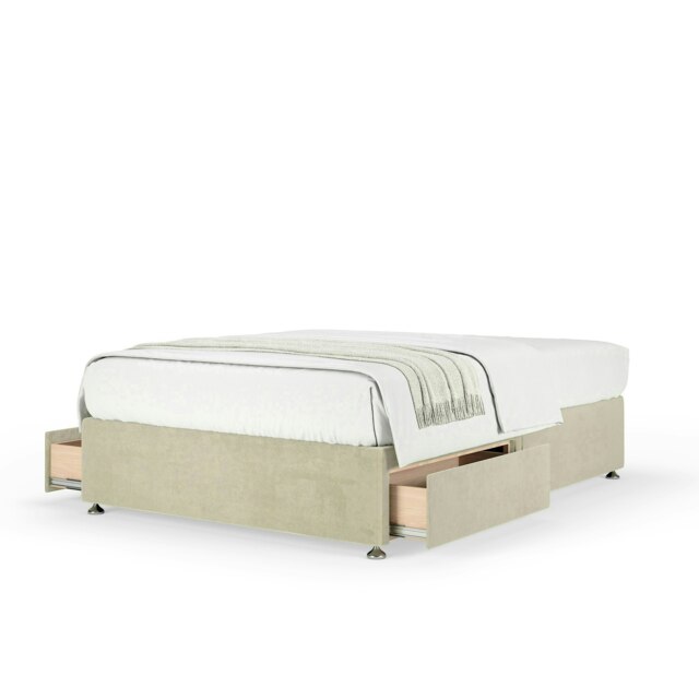 Majestic 1000 Pocket Sprung Cream Naples Velvet 2 Drawer Divan Set Super King
