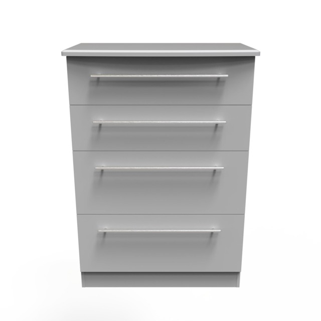Carlton 4 Drawer Deep Chest of Drawers in Grey Matt (Ready Assembled) Grey Grey Matt
