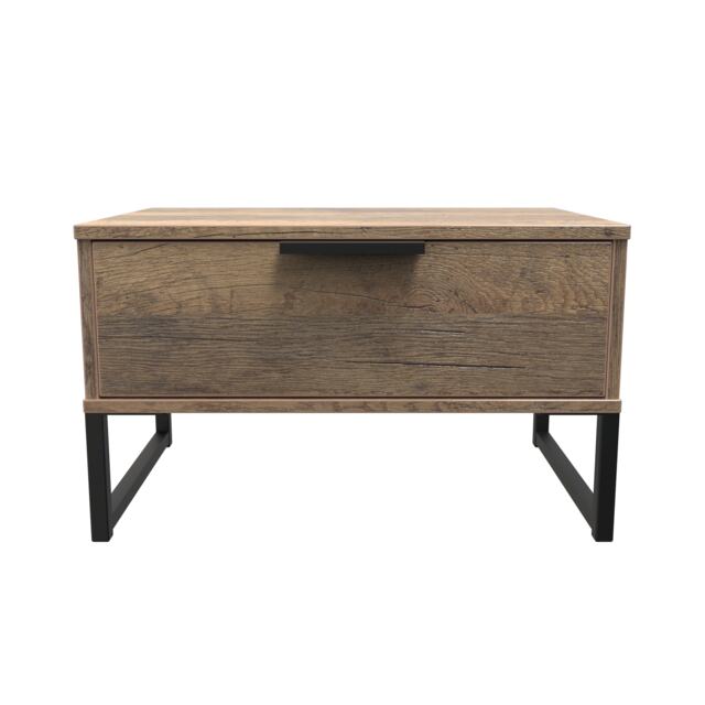 Beijing 1 Drawer Wide Bedside Table in Vintage Oak (Ready Assembled) Brown Vintage Oak