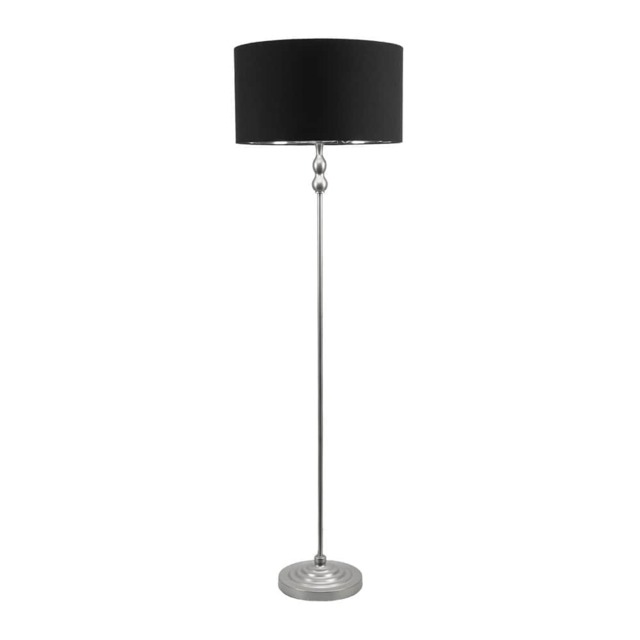 ValueLights Maggie Chrome Candlestick Floor Lamp Black Chrome Shade and Bulb