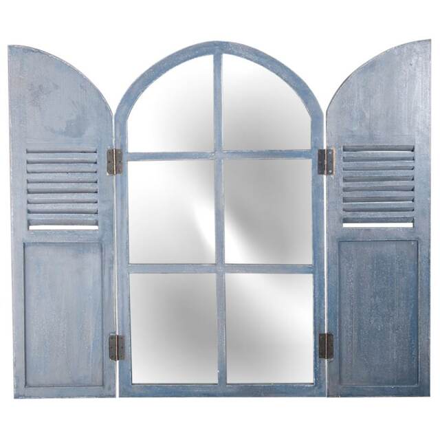 Primrose 2ft 9in x 1ft 6in Arched Glass Garden Mirror with Wooden Shutters