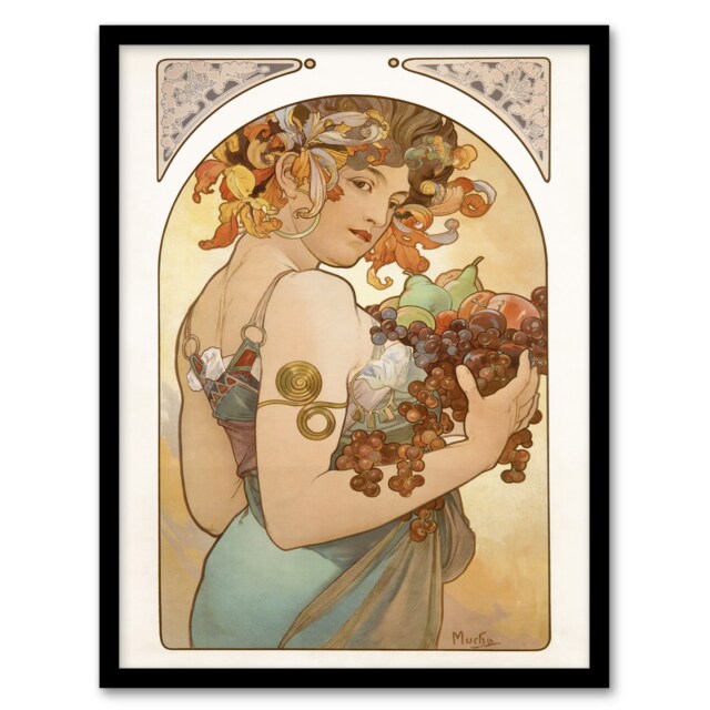 Alphonse Mucha Framed Wall Art Print Woman With Fruit Art Nouveau Home Décor
