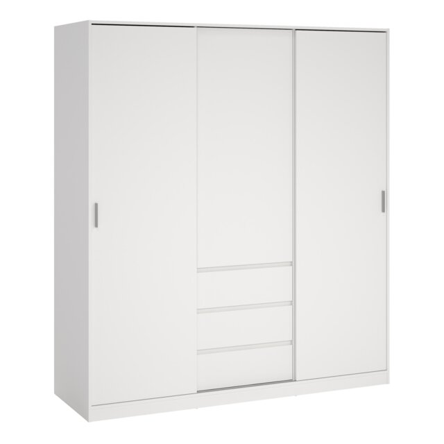 Naia Wardrobe with 2 Sliding Doors 1 Door 3 Drawers in White