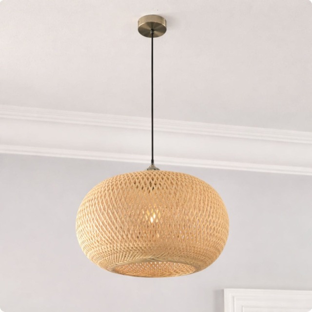 CGC Lighting Arden Handcrafted Bamboo Lampshade 40cm, Fits E27 Pendants