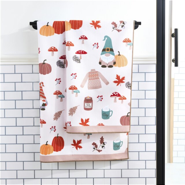 OHS Autumnal Gonk Pumpkin Soft Cosy Bathroom Decor Hand Bath Towel Cream Natural Bath towel