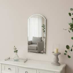 Slim Arched Frameless Bevelled Wall Mirror - 35cm X 71cm