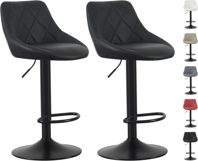 Set of 2 Height Adjustable Kitchen Bar Stool Breakfast Chairs with Footrest - Stanley
