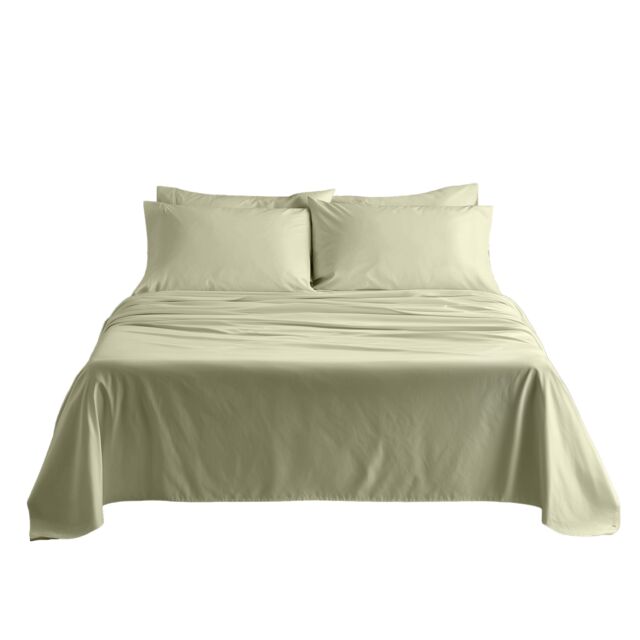 Luxury 400TC Sateen Soft Touch Hotel Quality Flat Sheet Bed Linen Cream Single