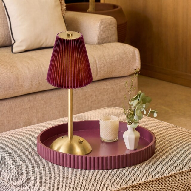 OHS Pleated Bedside Lamp LED Rechargeable Cordless Night Light