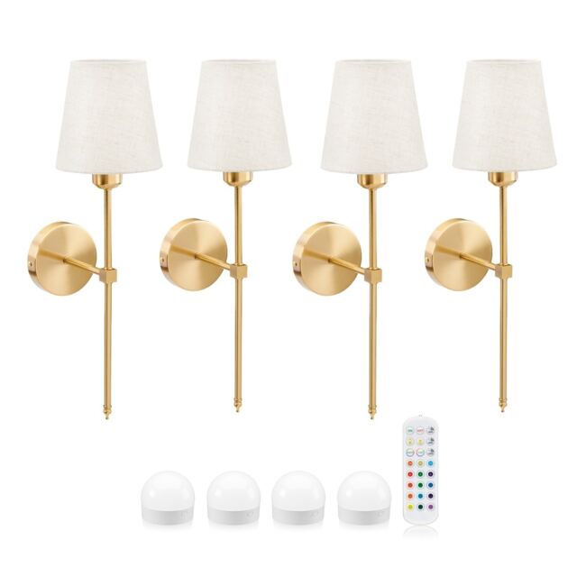 Omniance Monaco Rechargeable Wireless Wall Lights with Remote Clear Brass