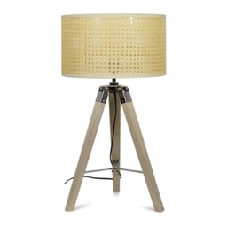 ValueLights Clipper Light Wood Tripod Table Lamp Wicker Shade